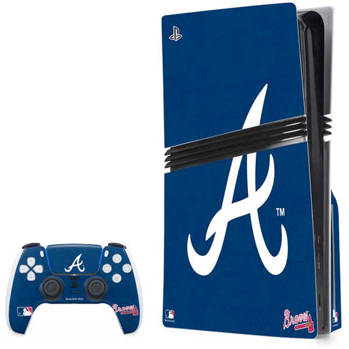 MLB Atlanta Braves - Solid Distressed PS5 Pro Disk Bundle  Skin